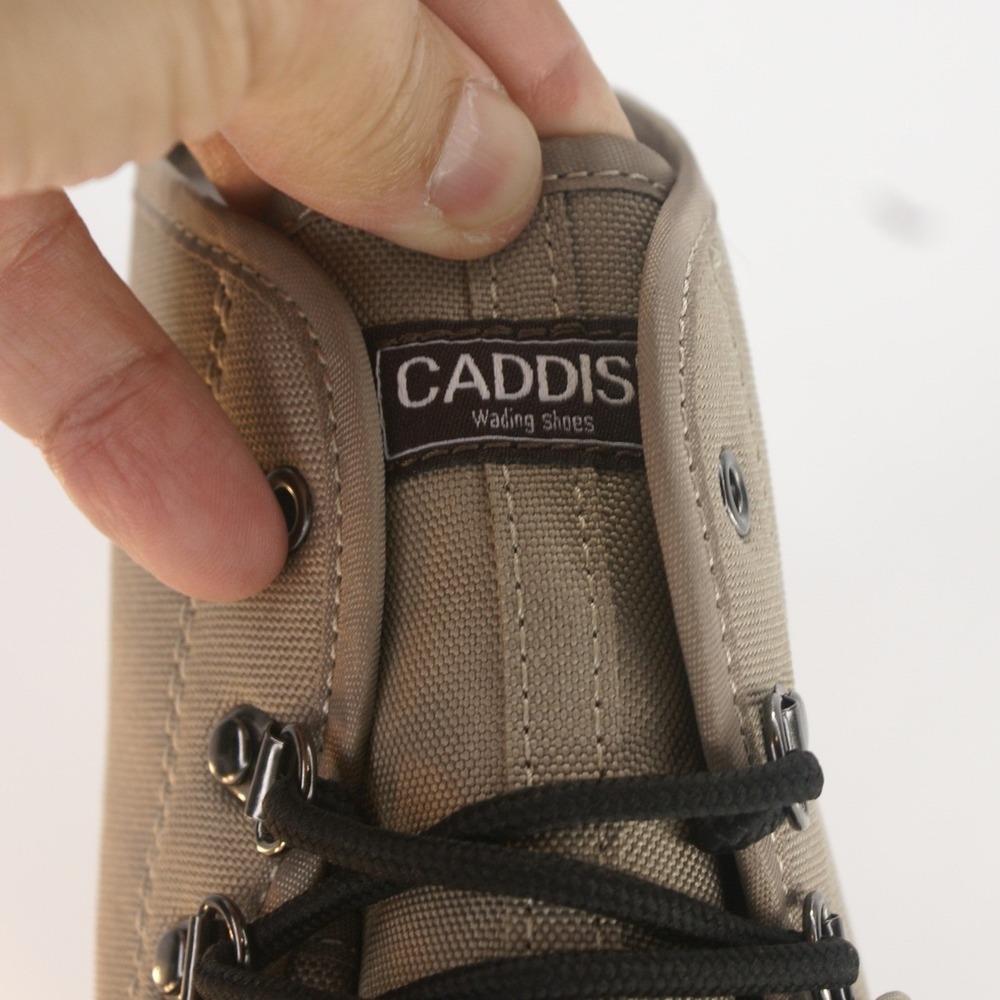 Caddis Wading Shoes Mens Tan Canvas High Top Fishing Boots Black Rubber Sole 10 - Picture 6 of 16